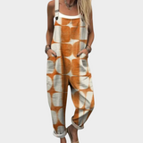 Orange Dungarees with Batik Circles