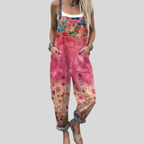 Coral Pink Floral Dungarees