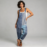 Blue Boho Patchwork Dungarees