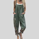 Olive Green Dungarees with a Floral Border