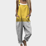 Yellow & White Polka-Dot Dungarees