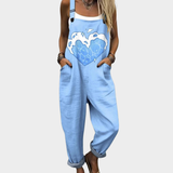 Light Blue Dungarees with a Heart Motif