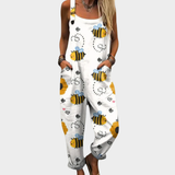 White Dungarees with Bees