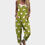 Olive Green Dungarees with Birds