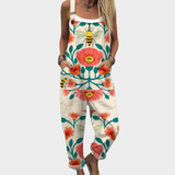 Dungarees with Poppies & Bees