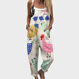 Dungarees with a Cheerful Animal Motif