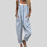 Blue & White Striped Dungarees
