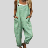 Mint Green Floral Dungarees