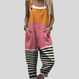 Orange & Pink Colour-Block Dungarees