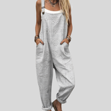 Grey Dungarees with a Floral Pattern