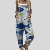 Blue Dungarees with a Fish Motif