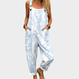 Dungarees with a Light Blue Leaf Motif