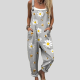 Grey Dungarees with Daisies & Bees