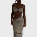 Jane - Stylish Gradient Braid Crop Top & Overskirt Duo