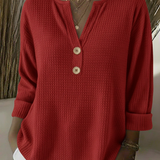 Sharon | Waffle Knit Henley Top