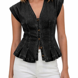 Isobel - V-Neck Denim Top