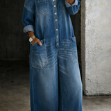 Isla - Off-the-Shoulder Denim Jumpsuit
