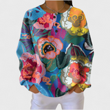 Ida - Pullover with Large, Colourful Flowers