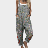 Grey Dungarees with a Flower Meadow