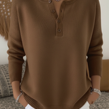 Carol | Henley Button Knit Sweater