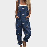 Navy Blue Dungarees with a Duck Motif