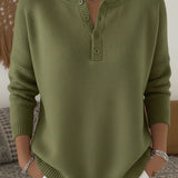 Carol | Henley Button Knit Sweater