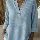 Sharon | Waffle Knit Henley Top