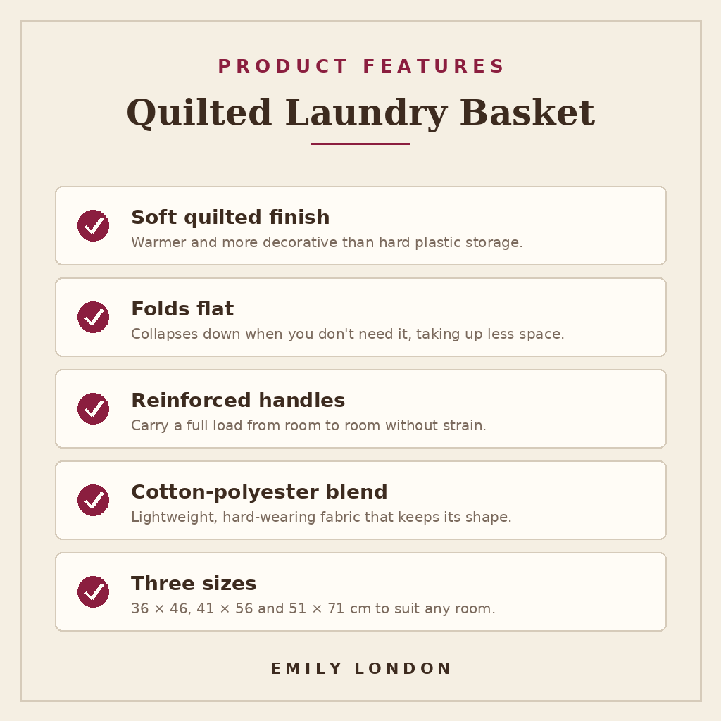Quilted laundry basket product features