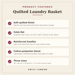 Quilted laundry basket product features