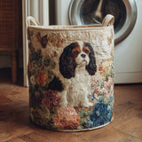 Quilted Laundry Basket – Cavalier King Charles and Flowers