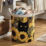 Quilted Laundry Basket – Black Cat and Sunflower