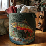 Quilted Laundry Basket – Fish and Nature Landscape