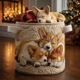 Quilted Laundry Basket – Christmas Corgi