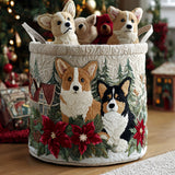 Quilted Laundry Basket – Christmas Corgi