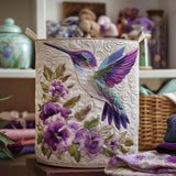 Quilted Laundry Basket – Hummingbird and Flowers