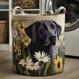 Quilted Laundry Basket – Labrador and Flowers