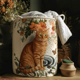 Quilted Laundry Basket – Cat and Gold Whiskers