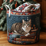 Quilted Laundry Basket – Cat and Festive Details