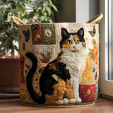 Quilted Laundry Basket – Cats