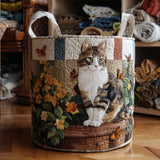 Quilted Laundry Basket – Cats and Flowers