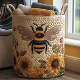 Quilted Laundry Basket – Bees and Flowers