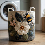 Quilted Laundry Basket – Bees and Flowers
