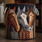 Quilted Laundry Basket – Patterned Natural Landscape