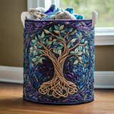 Quilted Laundry Basket – Patterned Natural Landscape
