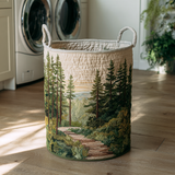 Quilted Laundry Basket – Patterned Natural Landscape
