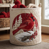 Quilted Laundry Basket – Red Cardinal Finch