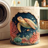 Quilted Laundry Basket – Sea Turtle