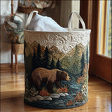 Quilted Laundry Basket – Deep Forest Landscape