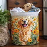 Quilted Laundry Basket – Cheerful Puppy